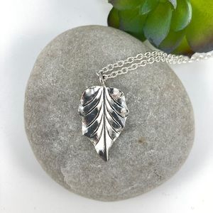 Aspen Leaf Pendant Necklace, Handmade, Oxidized Silver, Nature Core, Handmade